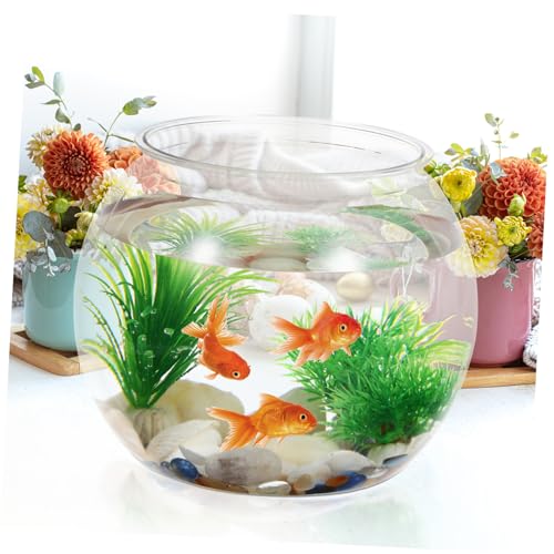 Happyyami Transparent Desktop Aquarium Tank for Betta Multi- Office Decor Stylish Fish Bowl for Plants Fish Elegant Tabletop Decoration
