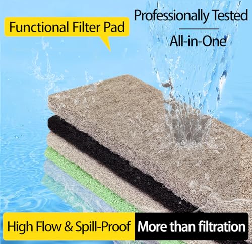4-in-1 Aquarium Filter Pad Set, Activated Carbon + Ammonia Remover + Nitrite Reducer + Phosphate Remover Sponge, Cut-to-Fit Multi-Function Filter Media Combo for Freshwater Saltwater Fish Tank & Pond - size: 4-Pack Filter
