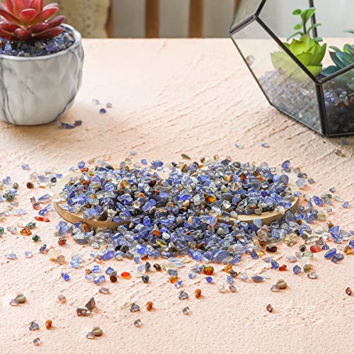 T4U Crystal Chips Tumbled Polished Natural Agate Gravel Stones 1LB - Decorative Pebbles Bulk, Mini Polished Rocks Pieces for Crafts, Vases Filler, Succulent Plants, Aquarium Gravel Rocks - color: #7 - Agate, size: 1 LB