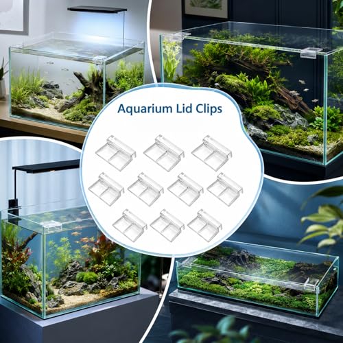 10 Pack Transparent Aquarium Lid Clips 6.3mm Aquarium Cover Bracket Rimless Fish Tank Glass Cover top Support Acrylic and Glass Aquariums top Clips Aquariums Hood Holder Plastic Fish Tank Covers