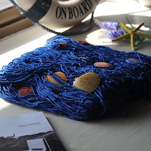 Nature Fish Net Wall Decoration with Shells, Ocean Themed Wall Hangings Fishing Net Party Decor for Pirate Party,Wedding,Photographing Decoration (Fishnet-2pack-Beige & Blue) - color: Blue & Beige