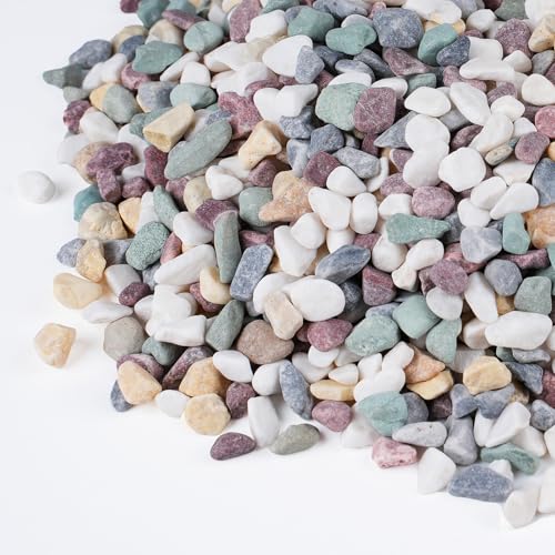 5 lbs Pea Gravel for Plants, Aquarium, Fish Tank, 3/8 inch Decorative Pebbles for Indoor Plants, Succulent, Bamboo, Vase, Drainage Rocks for Potted Plants, Top Dressing, Mixed Color - color: Colorful Mixed