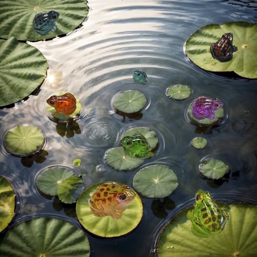 40 Pieces Resin Mini Frogs Luminous Mini Animals 10 Colors Tiny Animals for Crafts Dollhouse Fairy Garden Micro Moss Landscape Aquarium Potted Plant Decor (Frog2) - style: Frog2