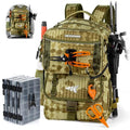KastKing BaitSpace Fishing Tackle Backpack with Removable Bait Binder,2 Rod Holders Storage Fishing Gear and Equipment - color: D: Khaki Camo(with (4) 3600 Tackle Boxes)