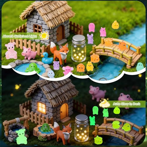 110 Pcs Mystery Mini Resin Animal Blind Bags, 60+ Variety Combination Set for Classroom Prizes, Party Favors, Glow in the Dark Luminous Miniature Figurines Bulk for Fairy Garden, DIY Decor - size: 110pcs