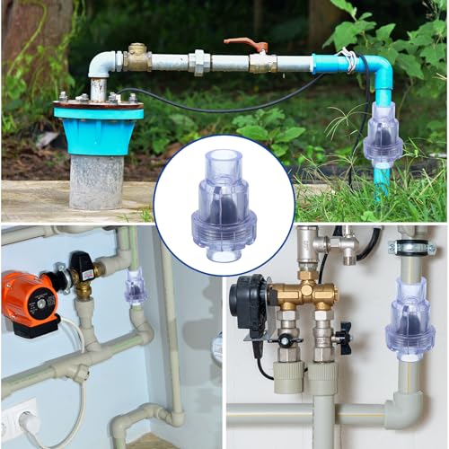 uxcell UPVC Check Valve, 20mm ID Single Union Check Valve Fit 1/2" OD Pipe DN15 Slip Swing No-return Valve for Backflow Prevention, Clear - size: 0.5 Inch
