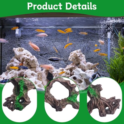 RUIAN Aquarium Tree Root Decor with Plants-Betta Fish Tank Ornament, Realistic Brown&Green Resin Hideaway Shelter for Small Fish(O Tree Root) - color: O Tree Root