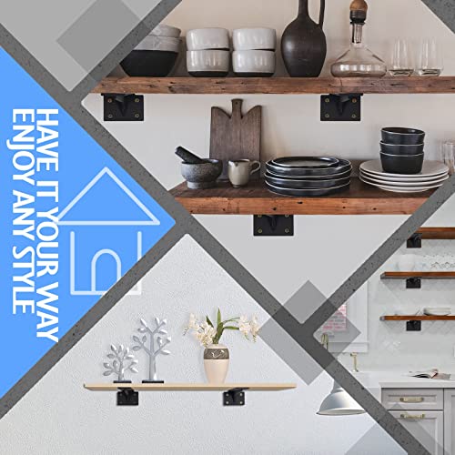 CLT Shelf Bracket( Black) , 8” Quarter Inch (1/5") Thick- Max Load: 220 lb Rustic Industrial Modern Farmhouse Heavy Duty Corner Brace Joint Right Angle Bracket for DIY Table Bench, Pack of 6 - size: 8 inches, style: Black S Gusset
