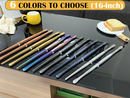 JETKONG 2 Pcs 16-Inch Heavy Duty Cooking Tweezers Extra Large Stainless Steel Food Tweezers Gaint Kitchen Tweezer Tongs (Gold) - color: Gold, size: 16+16 Inch