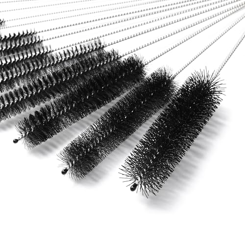Straw Cleaner Brushes Sets, 24 Pieces Aquarium Filter Brushes, Length 8.26 Inch Stainless Steel Nylon Pipe Brush, Different Width Sizes Water Pipe Brush