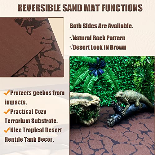 Tfwadmx Reptile Carpet Sand Mat for Bearded Dragon Terrarium Substrate Liner Brown Leopard Gecko Tank Accessories Lizard Bedding Mats for Tortoise Turtle Snake Chameleon with Tweezers 12x20In (2 Pcs) - size: S:11.8"x19.7" (2Pcs)
