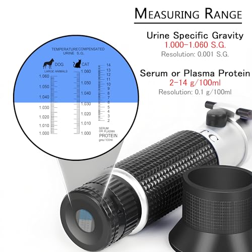 V·RESOURCING Pet Dog & Cat Refractometer,Pet Urine Specific Gravity (1.000~1.060) Clinical Refractometer with Serum or Plasma Protein Test (2~14 g/100ml) for Veterinary Cat,Dog, Pets - color: Pet Refractometer