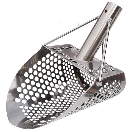 Sand Scoop Shovel Metal Detector Monstrik V1, Sand Scoops Treasure Detecting, Metal Detector Hunting Tool, Stainless Steel, Mixed Hexahedron Holes
