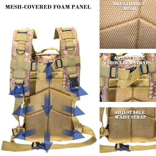 Lightweight Fishing Tackle Backpack Professional Water-Resistant All-in-One Rod Holder & Gear Storage - color: Python Pattern Mud Color