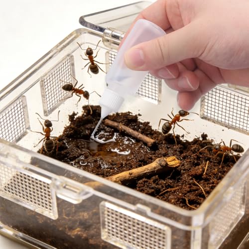 4 Pack 20ml Water Feeder Bottles for Ant Farms & Jumping Spiders – Mini Plastic Dropper with Metal Needle Tip for Insect Enclosures, Tarantula Habitats and Reptile Terrarium