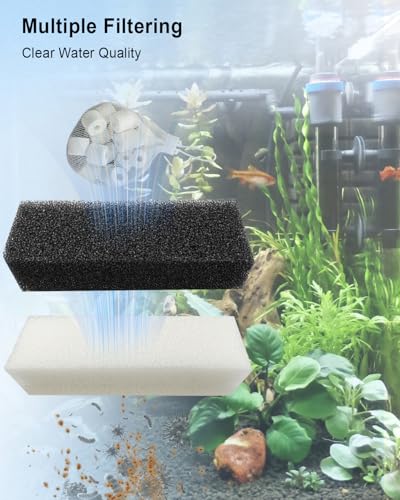 OCHIKI 4 Sets Aquarium Tank Filter Maintenance Kit Fit for AquaClear 110, Three-Stage Filtration Tank Carbon Filter & Foam Filter & Ceramic Rings & Bags for 60 to 110 Gallon Aquariums - size: for 60-110 Gallon