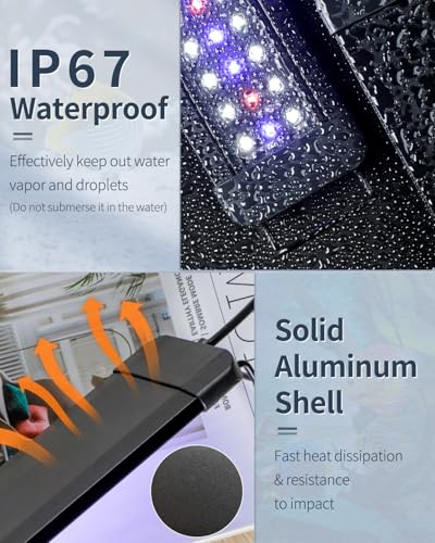 Pawfly 6 W Extendable Aquarium LED Light for 6 to10 Inch Fish Tank with Full Spectrum Brilliant White Blue Red Lights with Daytime & Night Modes and Adjustable Brightness - color: Basic with Timer, size: 6"-10"