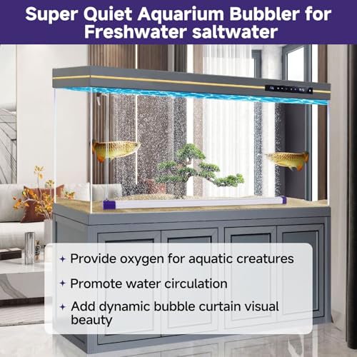 hygger 16.9 Inch Long Aquarium Bubble Bar, Ultra-Fine Quiet Oxygen Diffuser Bubble Curtain Wall, Self-Sinking Design Fish Tank Bubbler Decorations for Freshwater Saltwater - size: 16.9 Inch