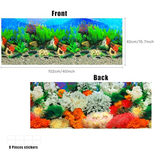 Lainrrew Aquarium Background Poster HD, Dual-Sided Water Plants & Fish Tank Landscape, 16"x40", Vivid Marine Life, Waterproof Scenery, Easy to Install, Durable Tank Decor (Type7) - color: Type7