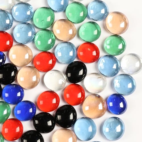 0.5LB Flat Glass Pebbles for Vase, Glass Gem Stones for Aquarium, Decorative Glass Rocks for Vase Filler Fish Tank Planter Crafts Birdbath and Valentines Day Decor - color: Mixed Color, size: 0.5LB