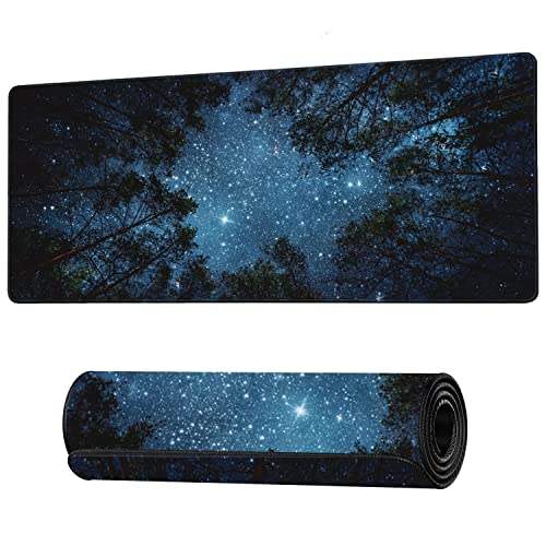 Beautiful Night Sky and Milky Way Gaming Mouse Pad XXL Large Desk Mouse Pad Keyboard Mat with Stitched Edges Waterproof Non-Slip Desk Mat for Laptop,Keyboard,Computer 35.4 * 15.7 Inch - color: Beautiful Night Sky and Milky Way