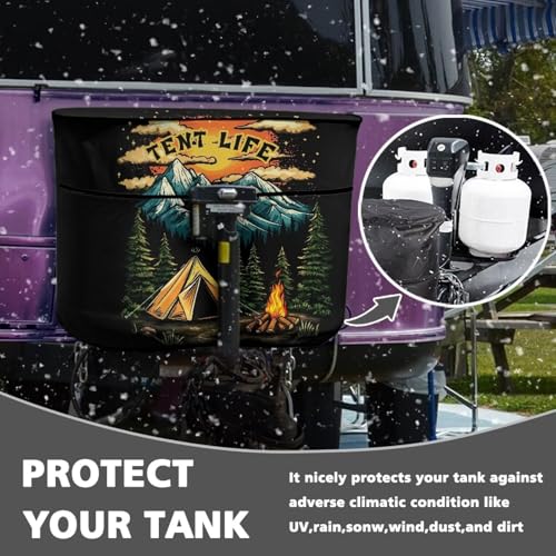 Campfire RV Propane Tank Cover Dual 20lb Propane Tank Cover,Duty Cover for RV,Trailer Travel Accessories - color: Campfire, size: Small-Double 20LB