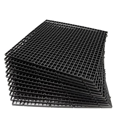 ALEGI 12 Pcs Aquarium Fish Tank Divider Plastic Egg Crate Aquarium Filter Bottom Tray Grid Isolation Board Partition Net Pane Separator (L 12pcs Black) - size: L 12pcs Black