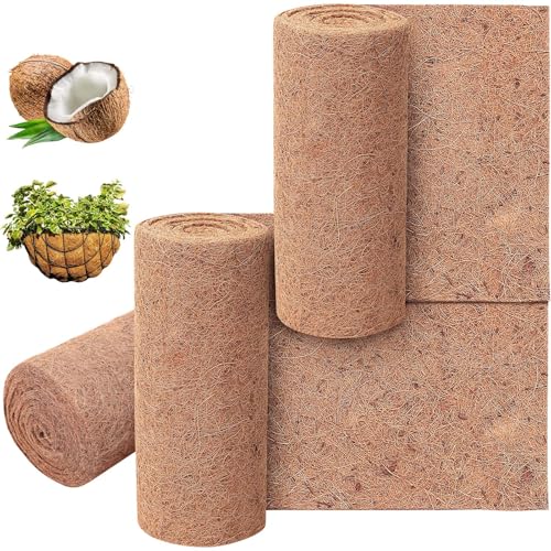 Jetec Coconut Liners for Planters, 12 x 240 Inch Natural Coco Planter Roll Liner for Hanging Basket, Reptile Carpet, Fiber Mat, Garden Decoration, Animal Pet Reptile Pad - size: 12 x 80 Inch