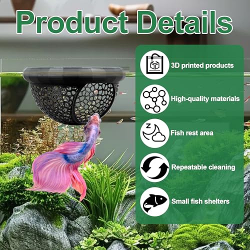 Uncle Yang 2 PCS Floating Betta Hammock & Shrimp Shelter 3D Printed Aquarium Decor Floating Betta Hide with Feeding Ring Safe Resting Spot for Betta Fish, Shrimp and Small Fish