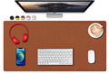SUJAYU Dual Sided PU Leather Desk Pad, Mouse Pad, Office Desk Mat, Non-Slip Laptop Desk Pad, Waterproof Desk Writing Pad for Office and Home (31.5" x 15.7", Brown+Silver) - color: Brown+silver, size: 15.7" x 31.5"