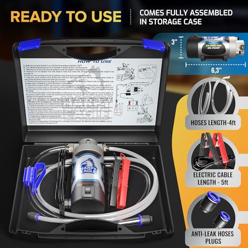Harpy Eagle Electric Oil Change Extractor Pump 12/24V 100W, Oil Сhange Fluid Extractor Suction Transfer Pump Portable for Automotive, Cars, Boats, Motorcycle,Trucks with Storage Case/Patent Pending - size: Oil Extractor Pump
