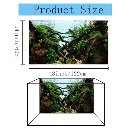 48x24 inches Aquarium Fabric Background Grass Leaves with Stone Aquarium Backdrop River Bed & Lake Aquatic Plant Fish Tank Aquatic Plants Background - size: 48X24inch