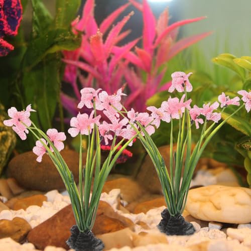 NOLITOY 2Pcs Pink Fish Tank Decor Aquarium Decoration- Betta Water Plants Decoration Models for Aquarium Decorative - size: 2pcs