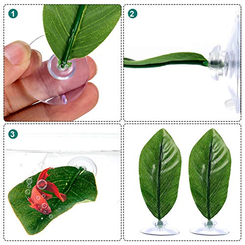 Boao 4 Pieces Betta Fish Tank Accessories Betta Leaf Hammock Pad Simulating The Natural Habitat for Tank Aquarium Spawning Grounds Breeding Resting Bed(Single Leaf) - style: Single Leaf