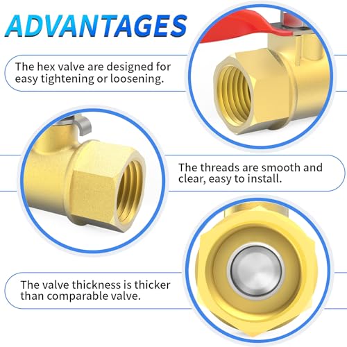 ChillWaves Brass Ball Valve, Air Compressor Ball Valve Shut Off Switch 1/4" NPT Female x 1/4" NPT Female Thread Pipe Fitting(4-PACK) - size: 1/4" FNPT x 1/4" FNPT, style: PACK OF 4