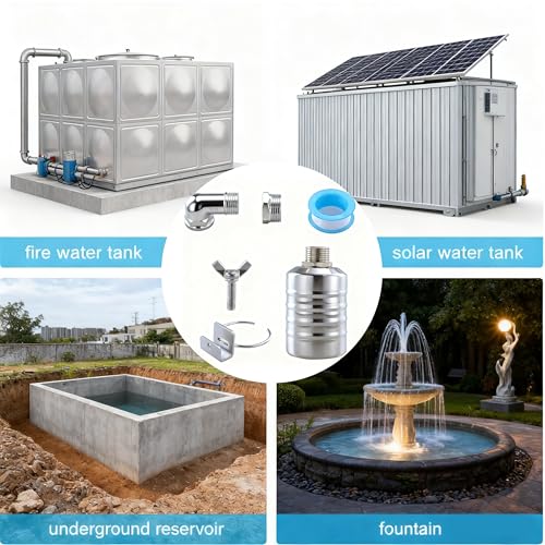 2 Pack Water Float Valves - Stainless Steel Automatic Level Control with 1/2in & 3/4in Connections for Fish Tanks, Swimming Pools, Livestock Water Troughs