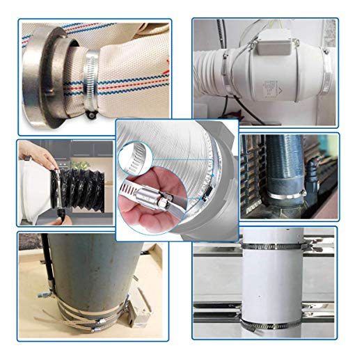 Adjustable Stainless Steel Worm Gear Hose Clamps Water Pipe Clamps 4 Pcs (8 Inch)