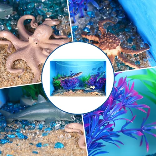 23 Pcs Ocean Diorama Kit Under the Sea Animal Figure Toys Realistic Ocean Animal Figurines Toy Including Shark, Whale, Corals Artificial Coral Seagrass with a Gift Box for Birthday Party Decorations