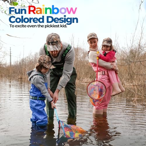 DaddyGoFish Kids Fishing Net - Extendable Telescopic Landing Net for Boy Girl Children Catching Small Fish Crab Shrimp Minnow Dragonfly Beach Pier Lake River Ocean - color: Style 1 (Blue)
