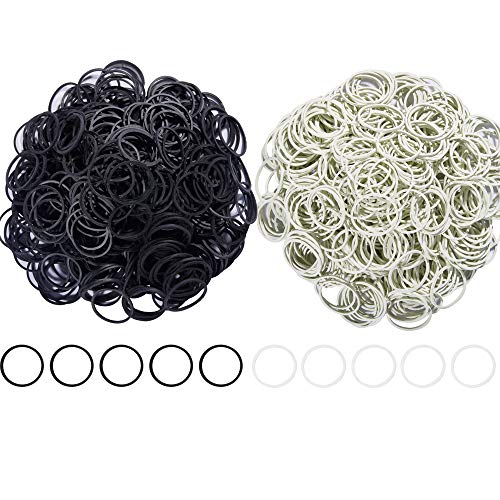 AMUU rubber bands small Mini Elastic Bands 1200pcs for Office Supplies School Home - color: Black,White-1200Pcs