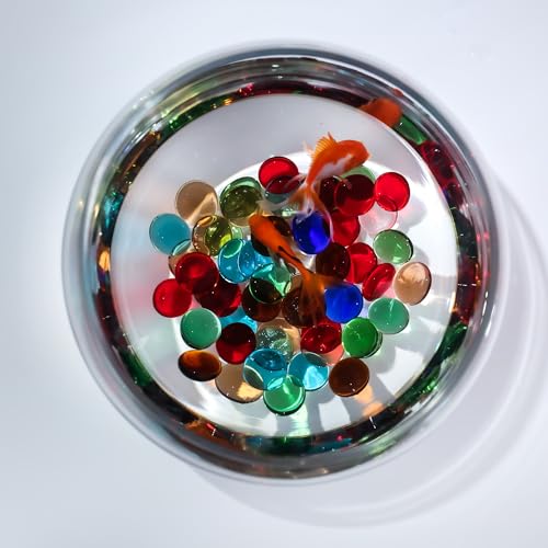 CYS EXCEL Assorted Mix Colors Glass Gemstone Beads Vase Fillers (2 LBS) Flat Marble Beads Multiple Color Choices Aquarium Decor Rocks Floral Stones Decorative Mosaic Gem Pebbles - color: Assorted, size: 2 lb