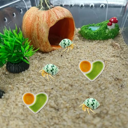 Hermit Crab Food Dish 2 Pcs Ceramic Hermit Crab Water Bowl Love Heart Shape Reptile Water Bowl for Bearded Dragon Lizard Frog Gecko Tortoise Snail Frog