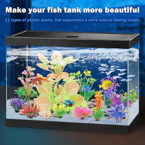 QUOZUO Fish Tank Accessories Aquarium Decorations Plastic Plants, 11cs Small Goldfish Turtle Tank Decorations Artificial Plants, Aquarium Decor Colorful Grass Plant - color: Multi Color