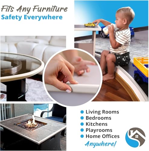 Premium 12ft Edge Protector for Baby, Odorless Foam Cushion with Strong Adhesive Tape, Non-Toxic to Baby Proof Corners and Edges, Wall Corner Protector & Desk Edge Cushion White - color: Beige, size: 12ft