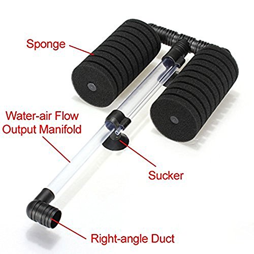 XY-2822 Air Pump Double Sponge Water Filter for Aquarium - size: 1-pack