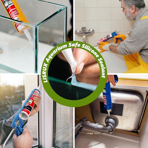 4 Pack Aquarium Silicone Clear Sealant, High Elasticity, Safe for Fish,Fast Curing Waterproof Aquarium Safe Silicone,10 Fl Oz Non-Toxic Fish Tank Safe Sealant,Strong Adhesion - size: 4P