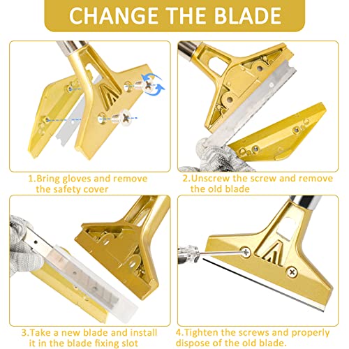 Razor Blade Scraper,Floor Scraper Tool with 20PCS Extra Blades,Paint Scraper Ideal for Cleaning Stove Top,Windows,Glass,Tiles,Wall,Labels.(4 in,Metal)