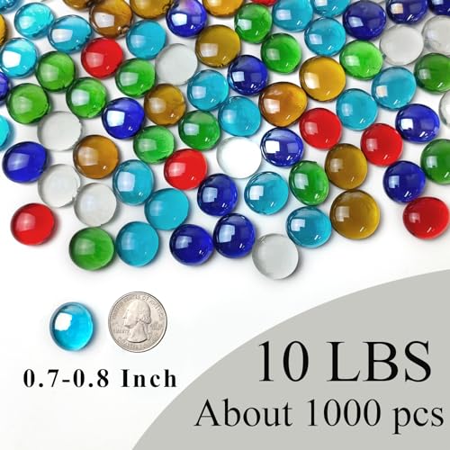 FANTIAN 10 Pounds Fire Pit Glass, Mixed Color Gems, Decorative Flat Glass Rocks for Vase Fillers Fish Tank Mosaic Crafts Wedding and Aquarium Gravel - color: Multicolor, size: 10 Pounds