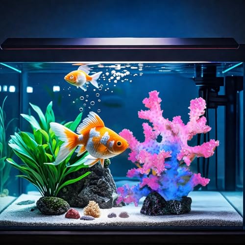 Polyresin Coral Ornament for Fish Tank Decorations,Aquarium Landscape Decor - Safe for Saltwater & Freshwater,Blue&Pink - color: Blue&pink