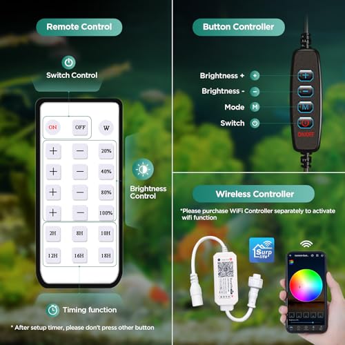 Lominie Aquarium Plant Light 26W Freshwater LED Aquarium Light Full Spectrum with Remote Control for Refugium Shrimp Tropical Fish Tank - color: Freshwater P30